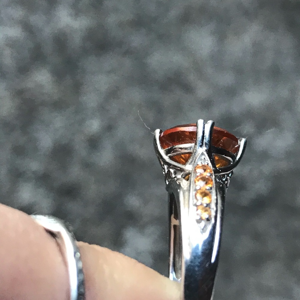 💕💕Mederia citrine and orange sapphires ring - Picture 12 of 16